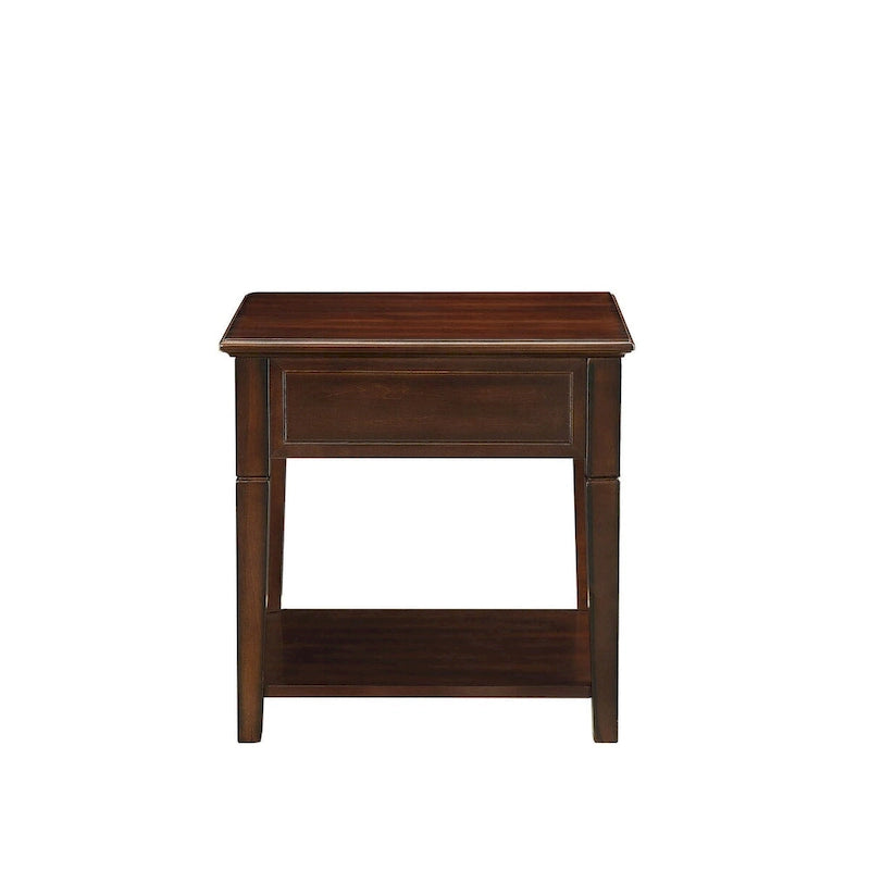 HomeRoots Tavolino Rettangolare con Cassetto e Ripiano in Legno Manifatturato Noce da 24 pollici - 22