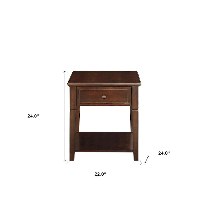 HomeRoots Tavolino Rettangolare con Cassetto e Ripiano in Legno Manifatturato Noce da 24 pollici - 22
