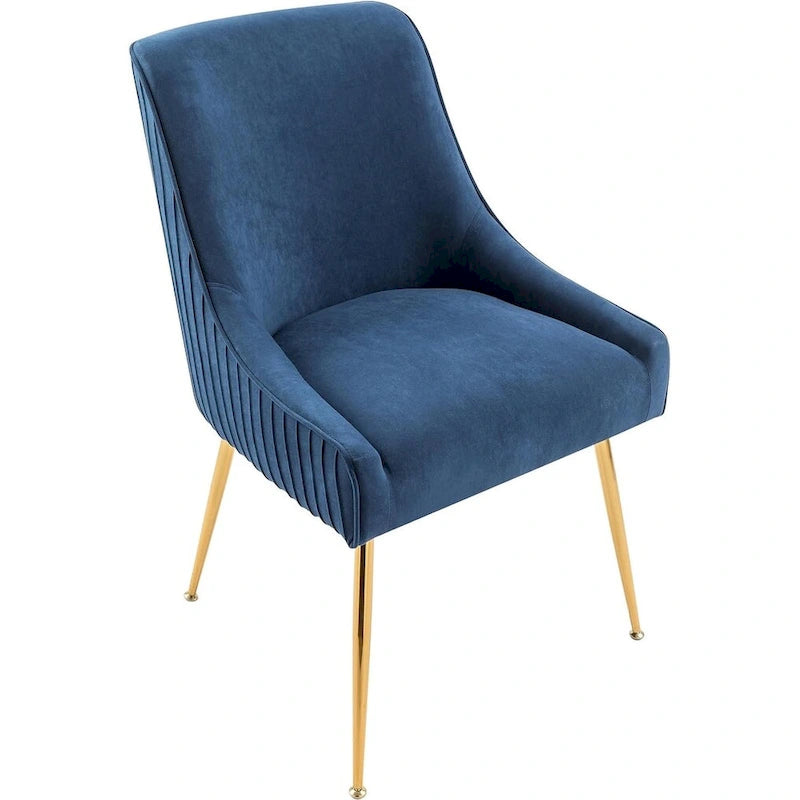 Sedia di lusso in velluto con elegante schienale a conchiglia, gambe in metallo dorato e rivestimento morbido per una seduta confortevole