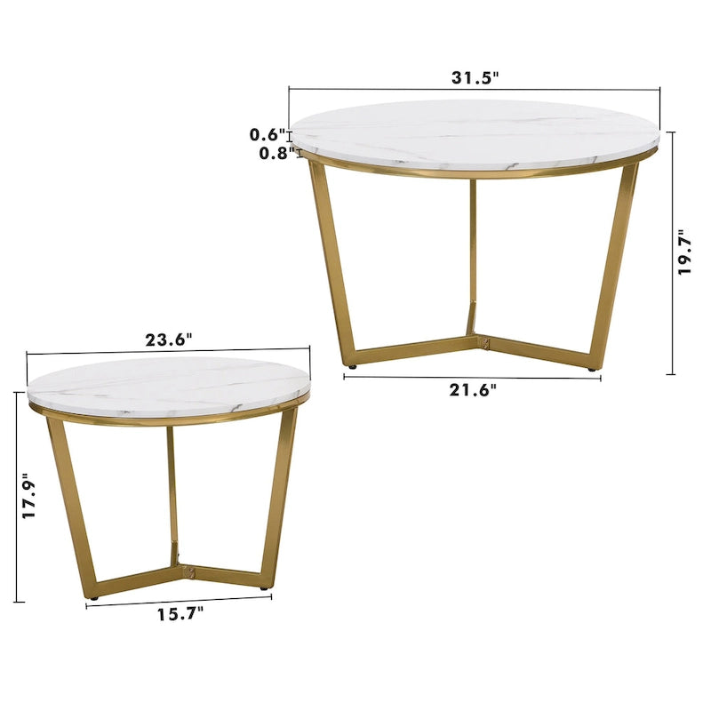 Set di tavolini da caffè rotondi moderni a incastro