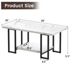 Mieres 39 Tavolino da caffè a 2 ripiani in finto marmo con struttura in acciaio
