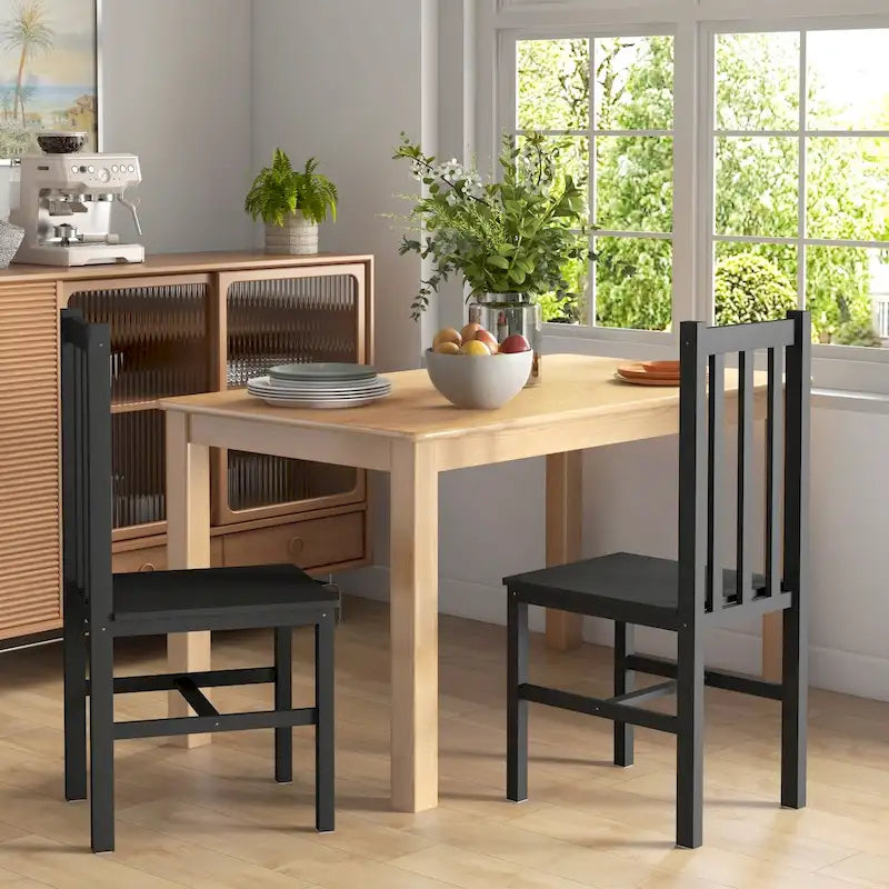 HOMCOM Chaises de salle à manger, lot de 2 chaises de cuisine et de salle à manger de style ferme avec dossier à lattes, assise en bois de pin pour le salon
