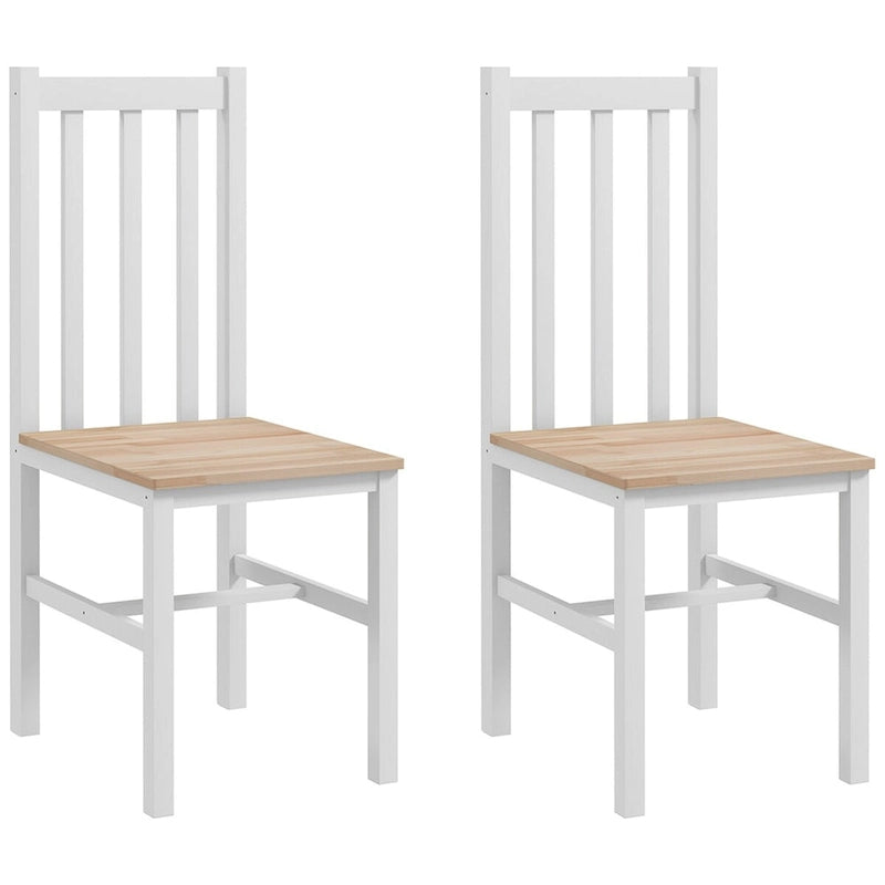 HOMCOM Sedie da Pranzo, Set di 2 Sedie da Cucina e Sala da Pranzo in Stile Rustico con Schienale a Doghe, Seduta in Legno di Pino per Soggiorno