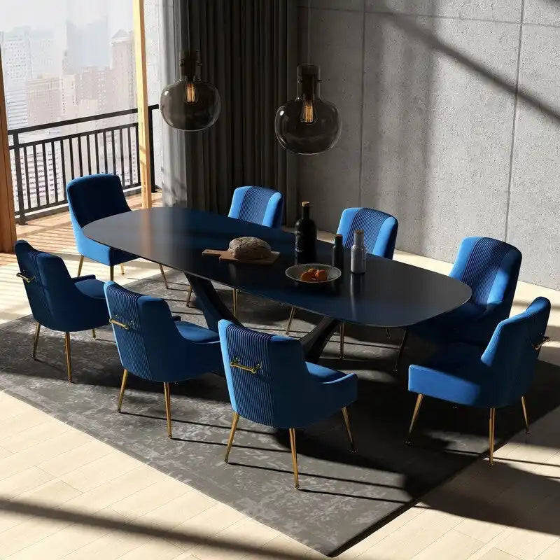 SEYNAR Set di 8 Sedie da Pranzo Moderne in Velluto Glamour per Sala da Pranzo, Sedia Vanity Trapuntata per Soggiorno (senza tavolo)