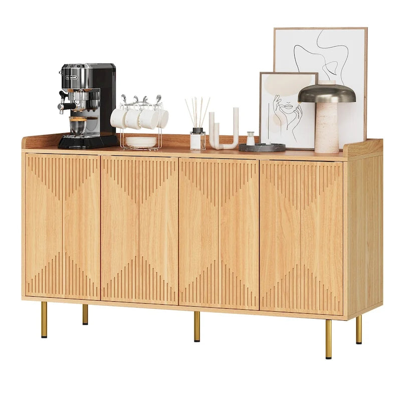 Moasis Mobile Buffet Credenza Doppia con Ripiano Contenitore e 4 Ante per Soggiorno e Cucina