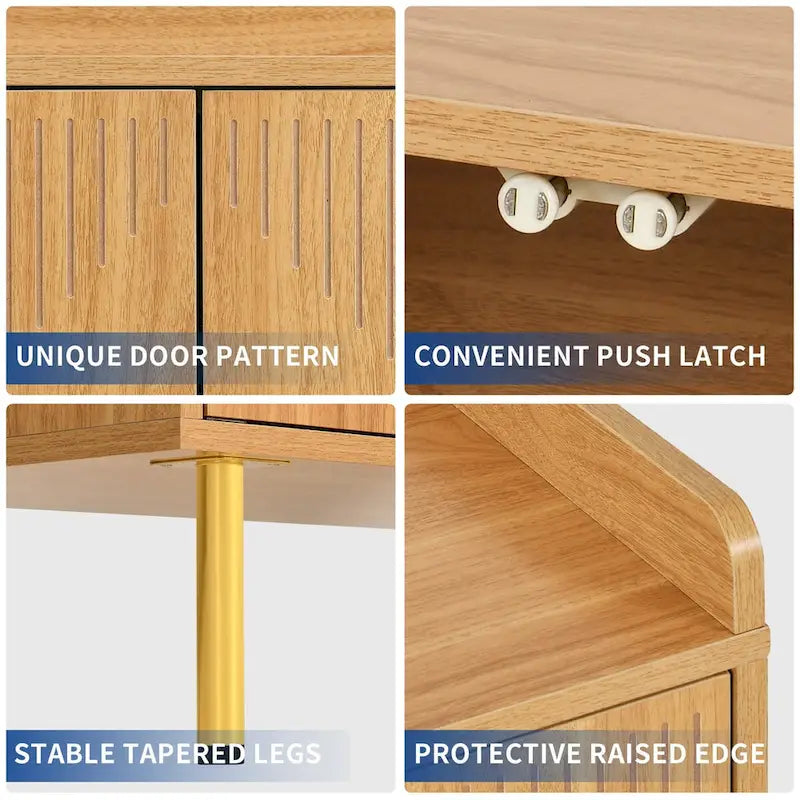 Moasis Mobile Buffet Credenza Doppia con Ripiano Contenitore e 4 Ante per Soggiorno e Cucina