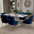 Set da pranzo Clihome da 7 pezzi con tavolo allungabile lucido e sedie in velluto