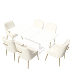 Set da pranzo Clihome da 7 pezzi con tavolo allungabile lucido e sedie in velluto