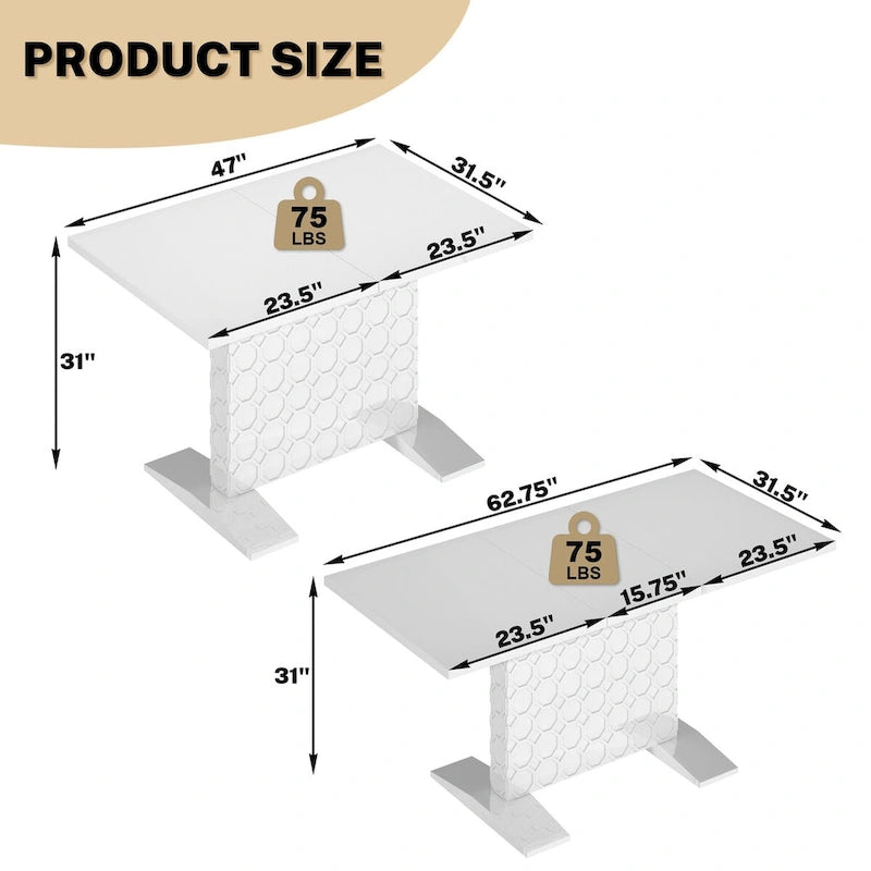 Set da pranzo Clihome da 7 pezzi con tavolo allungabile lucido e sedie in velluto