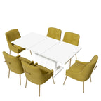 Set da pranzo Clihome da 7 pezzi con tavolo allungabile lucido e sedie in velluto