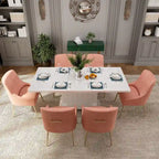 Set da pranzo Clihome da 7 pezzi con tavolo allungabile lucido e sedie in velluto