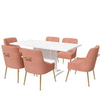 Set da pranzo Clihome da 7 pezzi con tavolo allungabile lucido e sedie in velluto