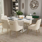 Set da pranzo Clihome da 7 pezzi con tavolo allungabile lucido e sedie in velluto