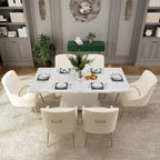 Set da pranzo Clihome da 7 pezzi con tavolo allungabile lucido e sedie in velluto