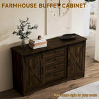 JASIWAY Madia Credenza da Fattoria con 2 Ante e 4 Cassetti