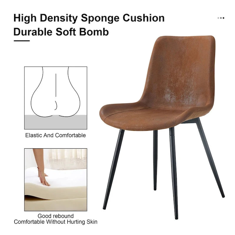 Un Set Di 4 Sedie Imbottite Per Ristorante Con Schienali In Daino E Gambe In Metallo Nero, Adatte Per Cucine, Salotti, Casali