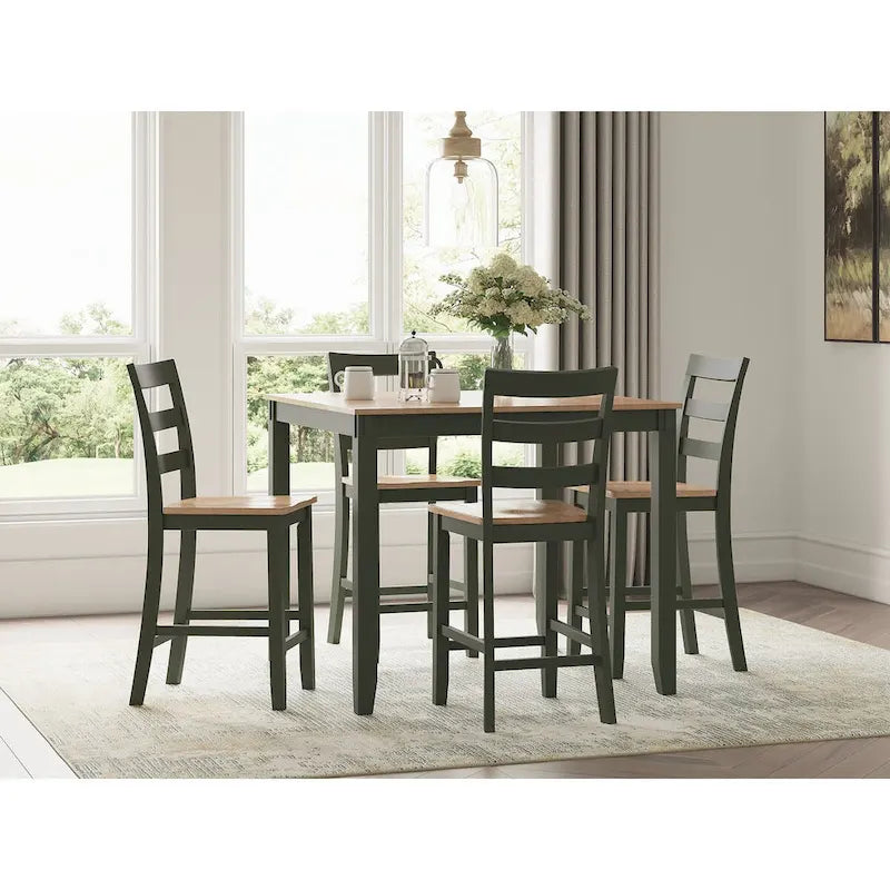 Tavolo da pranzo ad altezza bancone Signature Design by Ashley Gesthaven e 4 sgabelli da bar (set di 5)