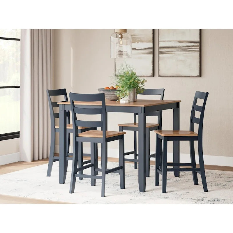 Tavolo da pranzo ad altezza bancone Signature Design by Ashley Gesthaven e 4 sgabelli da bar (set di 5)