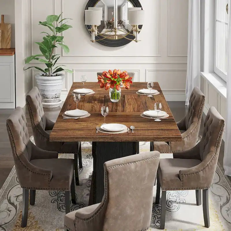Tavolo da pranzo 55 con piano rettangolare in legno per cucina e sala da pranzo