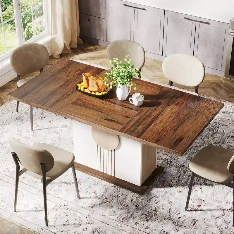 Tavolo da pranzo 55 con piano rettangolare in legno per cucina e sala da pranzo