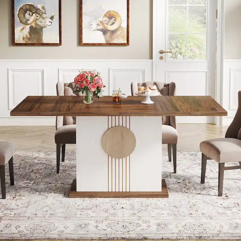 Tavolo da pranzo 55 con piano rettangolare in legno per cucina e sala da pranzo