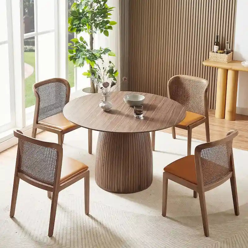 Table à manger ronde Table de cuisine Table à manger pour petit espace en MDF pour 4-6 personnes - D 47.24 x H 49.63