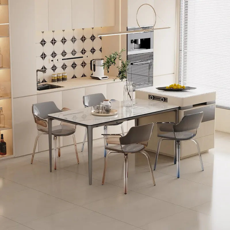 Lussuoso tavolo da pranzo in marmo italiano con piano in pietra sinterizzata rettangolare - 61,81x11,42x11,81 pollici