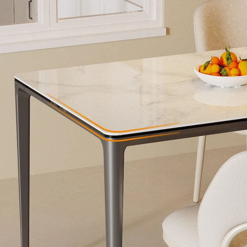 Lussuoso tavolo da pranzo in marmo italiano con piano in pietra sinterizzata rettangolare - 61,81x11,42x11,81 pollici