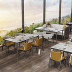 Lussuoso tavolo da pranzo in marmo italiano con piano in pietra sinterizzata rettangolare - 61,81x11,42x11,81 pollici