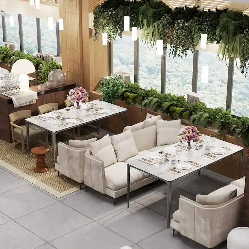 Lussuoso tavolo da pranzo in marmo italiano con piano in pietra sinterizzata rettangolare - 61,81x11,42x11,81 pollici