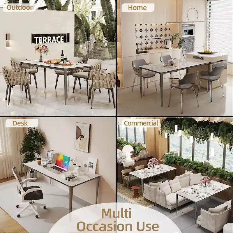 Lussuoso tavolo da pranzo in marmo italiano con piano in pietra sinterizzata rettangolare - 61,81x11,42x11,81 pollici