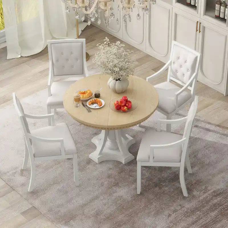 Set da pranzo retrò Nestfair da 5 pezzi con 4 sedie e tavolo allungabile