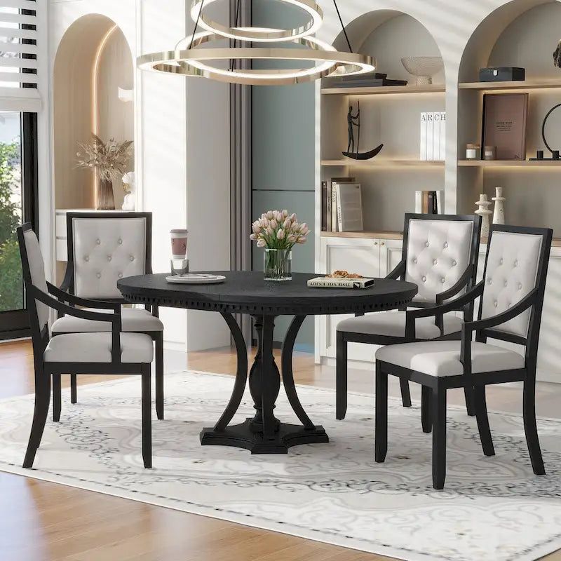 Set da pranzo retrò Nestfair da 5 pezzi con 4 sedie e tavolo allungabile