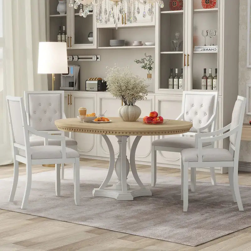 Set da pranzo retrò Nestfair da 5 pezzi con 4 sedie e tavolo allungabile