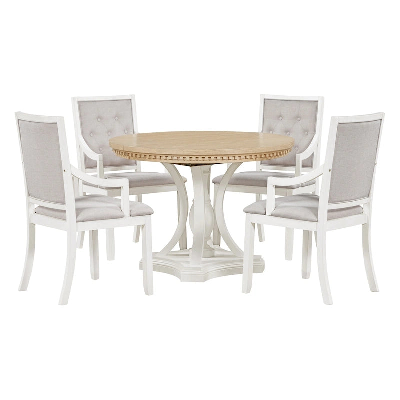 Set da pranzo retrò Nestfair da 5 pezzi con 4 sedie e tavolo allungabile