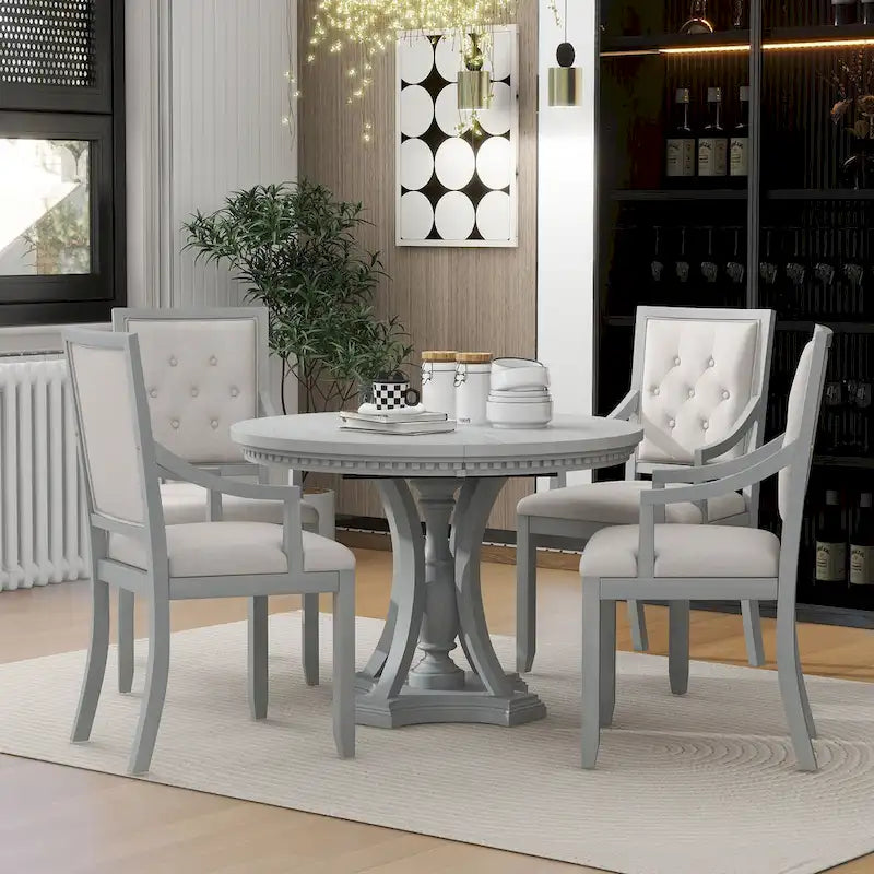 Set da pranzo retrò Nestfair da 5 pezzi con 4 sedie e tavolo allungabile