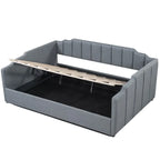 Letto a giorno imbottito full-size con contenitore sottostante