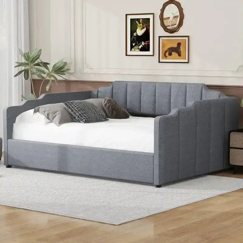 Letto a giorno imbottito full-size con contenitore sottostante