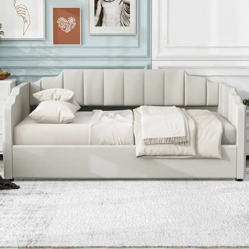 Letto a giorno imbottito full-size con contenitore sottostante