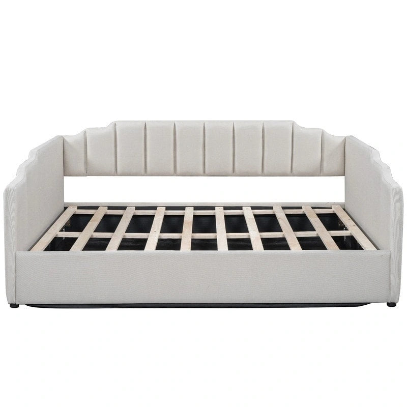 Letto a giorno imbottito full-size con contenitore sottostante