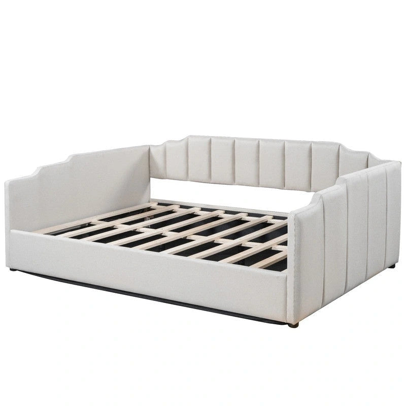 Letto a giorno imbottito full-size con contenitore sottostante