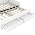 Struttura letto a giorno (daybed) da una piazza e mezza (twin) a matrimoniale (king size) con librerie integrate e due cassetti, design con ricarica