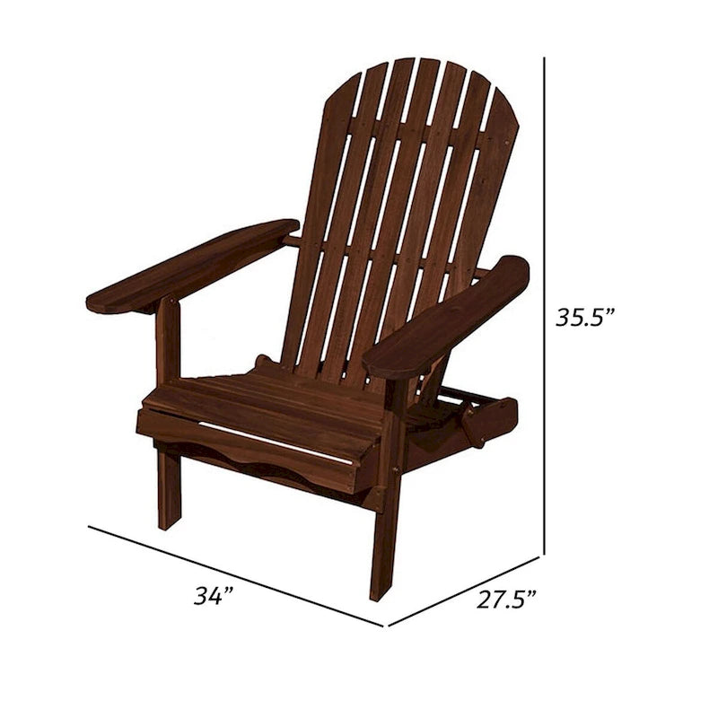 Sedia Adirondack da Esterno 34 Pollici, Legno Marrone Scuro, Braccioli Ampi