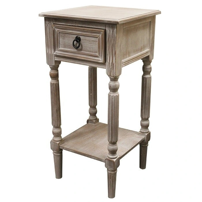 Tavolino d'appoggio rustico moderno in legno massello effetto invecchiato