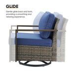 Divano Sezionale da Esterno con Poltrona Girevole, Pouf - Grigio