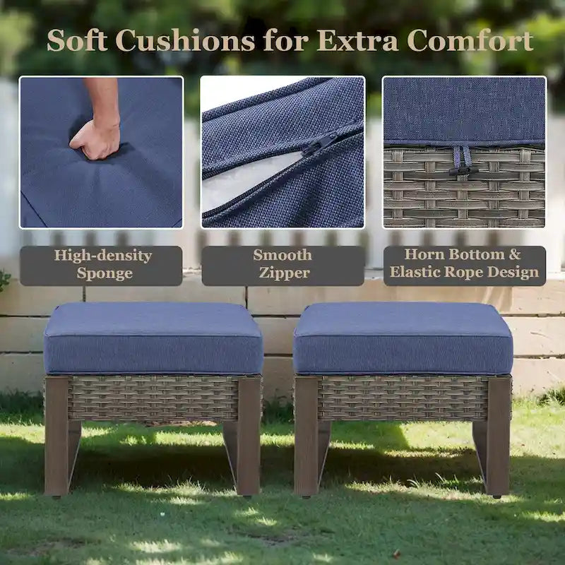 Divano Sezionale da Esterno con Poltrona Girevole, Pouf - Grigio