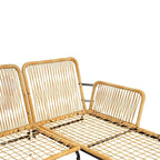 Set di mobili da esterno in vimini da 3 pezzi con tavolo e sedie con cuscini spessi 8 cm, set divano da esterno