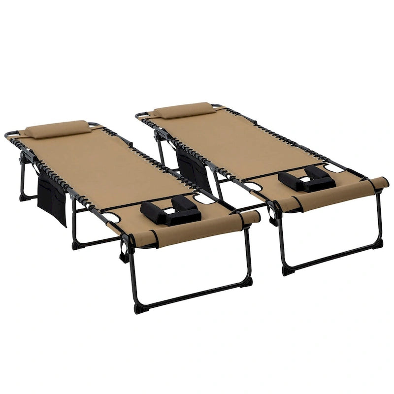 Chaise longue pieghevole in 2 pezzi con schienale reclinabile a 5 livelli e foro di lettura