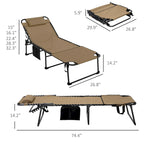 Chaise longue pieghevole in 2 pezzi con schienale reclinabile a 5 livelli e foro di lettura