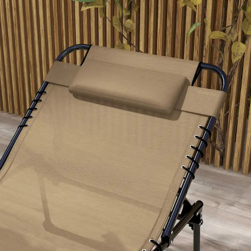 Chaise longue pieghevole in 2 pezzi con schienale reclinabile a 5 livelli e foro di lettura